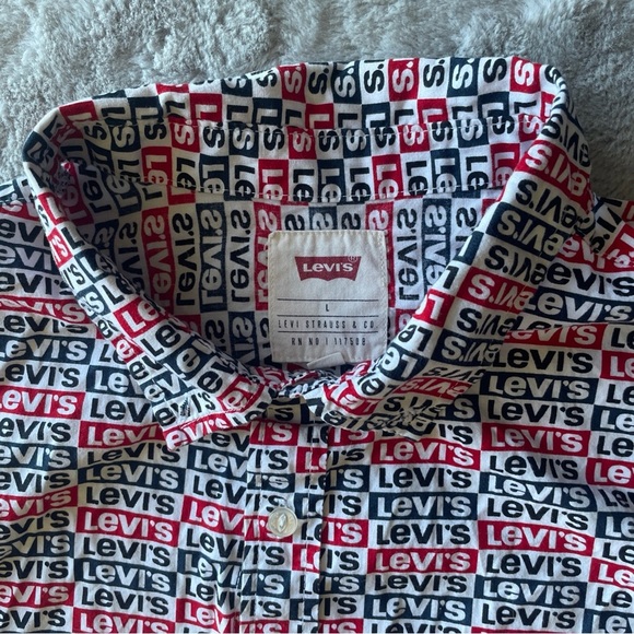 Levi's Men's Black and White Logo Shirt size Large - Picture 3 of 4
